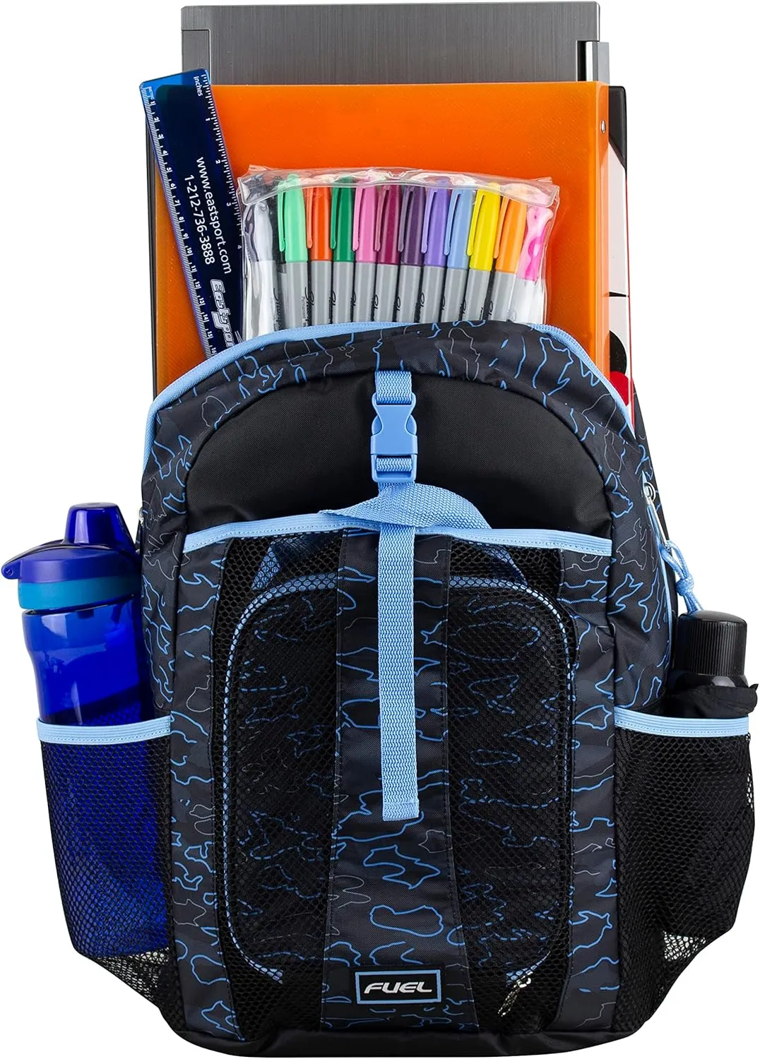 FUEL Water Resistant Dome Backpack Set Lunch Bookbag Bag Soft Reusable Insulated Cooler Lunch Box Thermal Travel Office Lunch Bag, Blue Marble