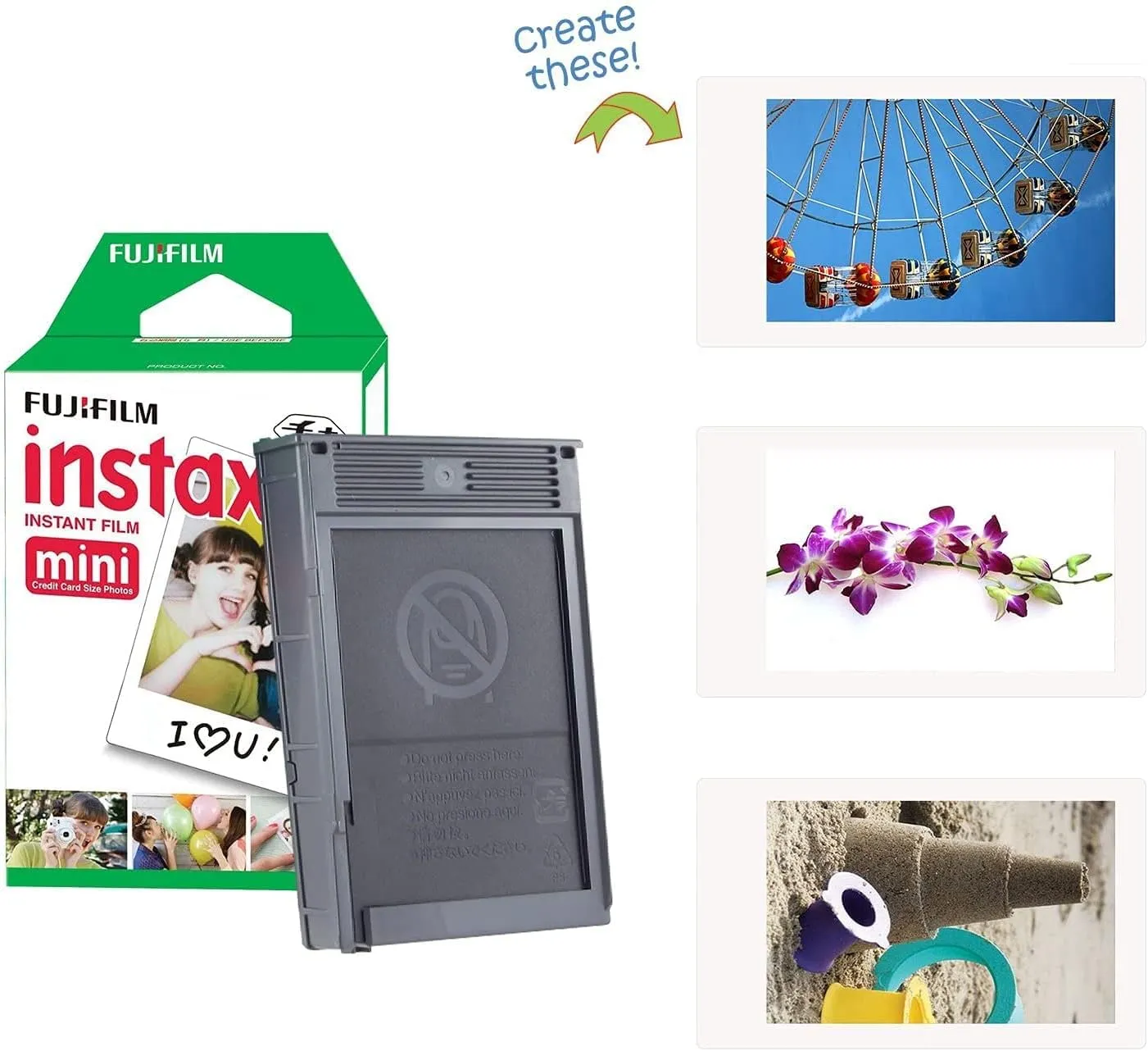 Fujifilm Instax Mini 11 Instant Camera Charcoal Gray   Fuji Film Value Pack (40 Sheets)   Shutter Accessories Bundle, Incl. Compatible Carrying Case, Quicksand Beads Photo Album 64 Pockets