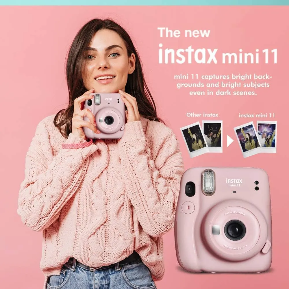 Fujifilm Instax Mini 11 Instant Camera Charcoal Gray   Fuji Film Value Pack (40 Sheets)   Shutter Accessories Bundle, Incl. Compatible Carrying Case, Quicksand Beads Photo Album 64 Pockets