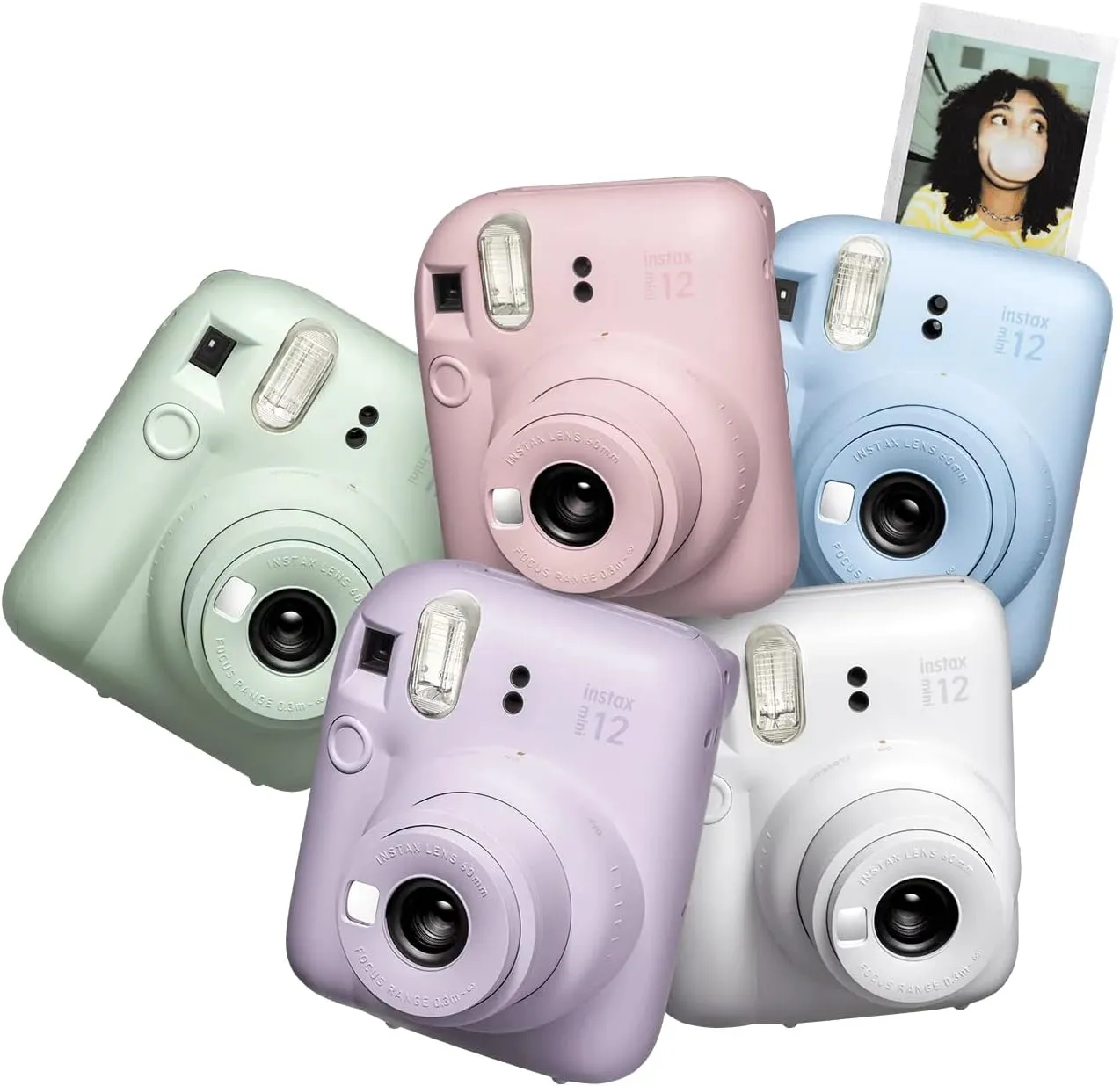 Fujifilm Instax Mini 12 Instant Camera Pastel Blue   Fuji Film Value Pack (40 Sheets)   Shutter Accessories Bundle, Incl. Compatible Carrying Case, Quicksand Beads Photo Album 64 Pockets