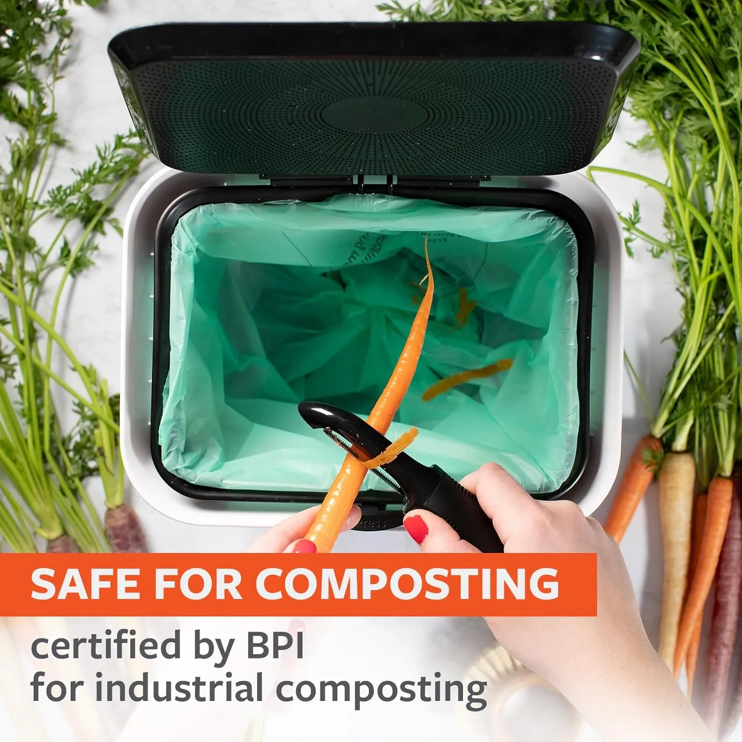 Full Circle Compostable Bags for Food Scraps – 2.5-Gallon Size, 100ct, 4 Boxes of 25 – Plant-Based, Tear and Leak-Resistant Compost Bags