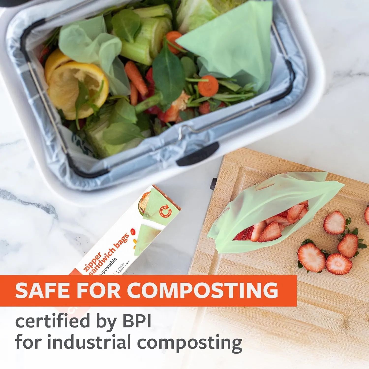 Full Circle Compostable Bags – Snack Size, 100ct, 4 Boxes of 25 – Plant-Based, Leak-Resistant, Resealable Snack Bags