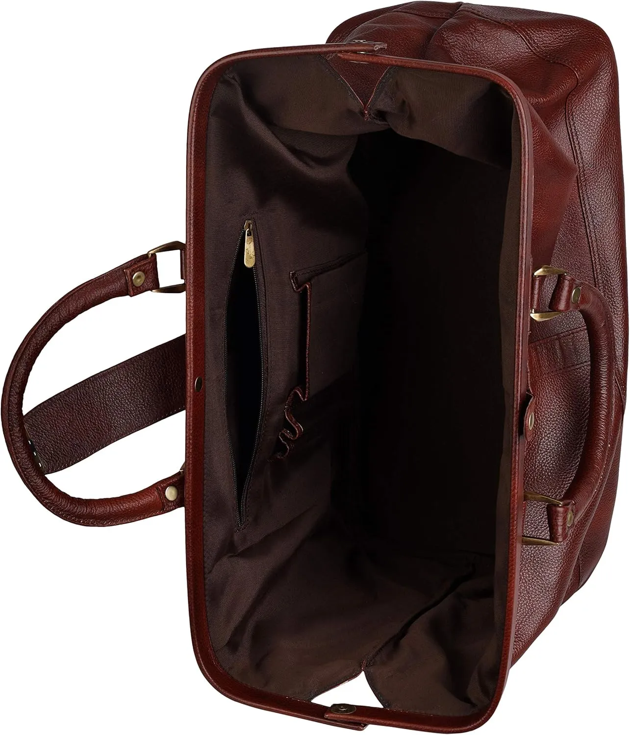 Full Grain Leather Duffel Luggage Travel Bag For Men And Women Travelling Holiday Overnight Weekend Cabin Duffel Foldable (Brown)