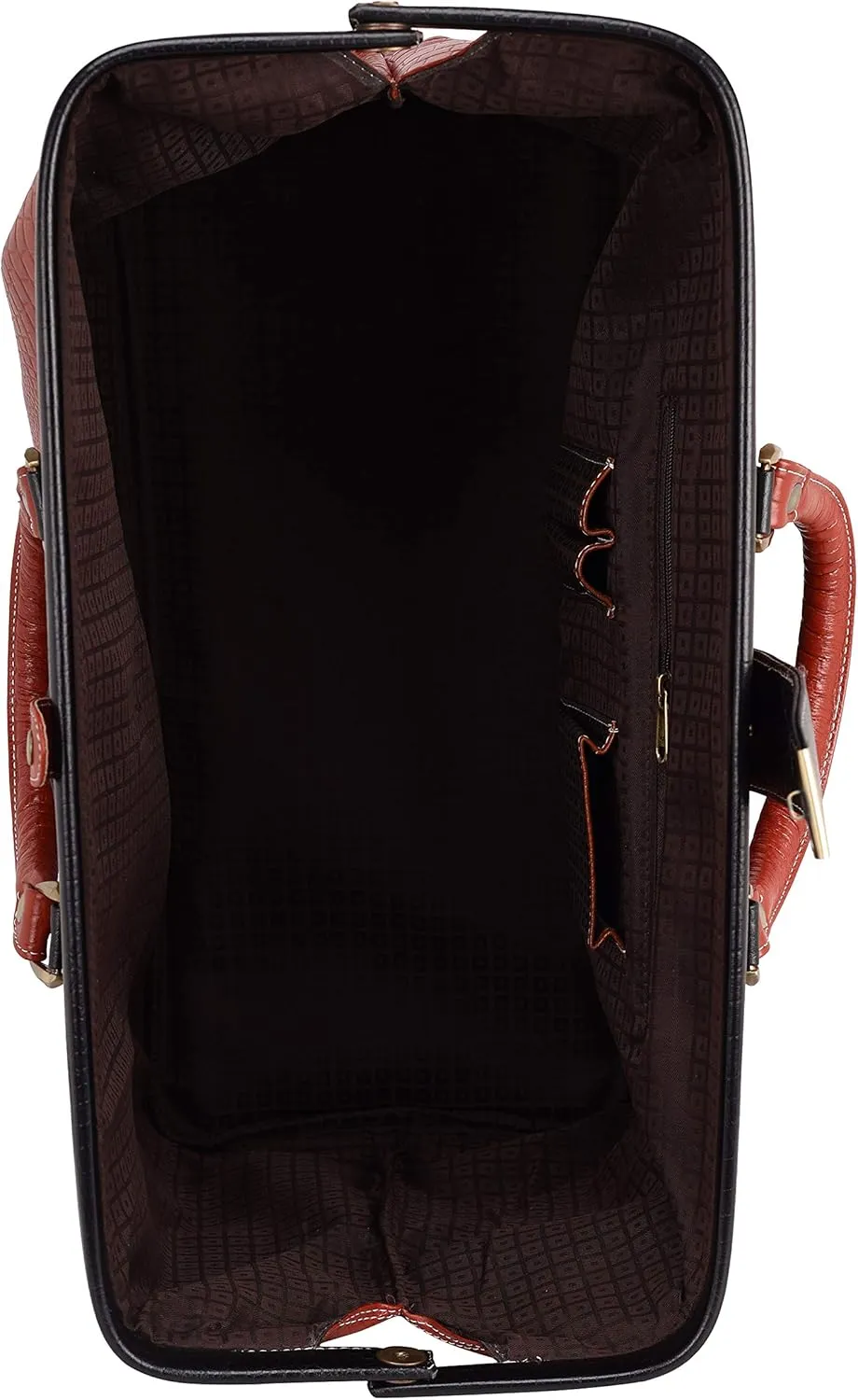 Full Grain Leather Duffel Luggage Travel Bag For Men And Women Travelling Holiday Overnight Weekend Cabin Duffel Foldable (Combination Croc Tan)