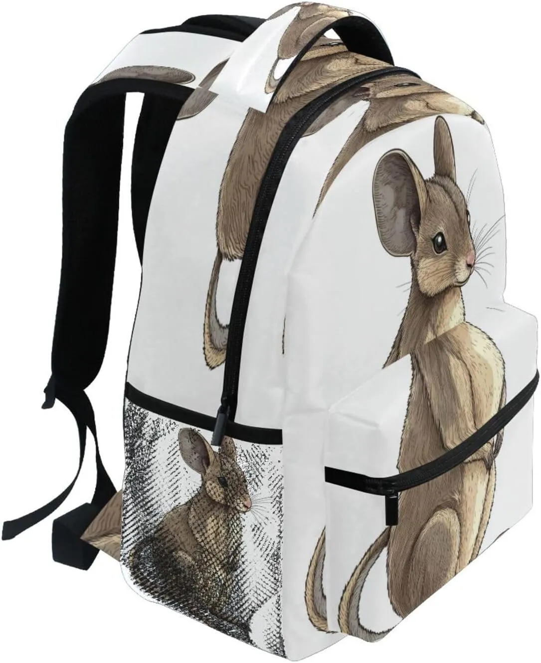 Fun Backpack for Teenager Waterproof Backpack with Chest Strap Gift Men & Women Cartoon Macropodidae White