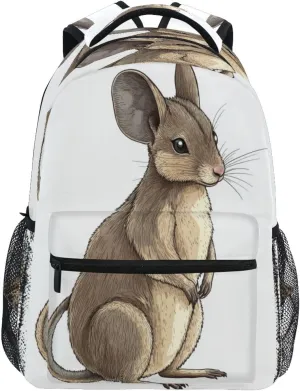 Fun Backpack for Teenager Waterproof Backpack with Chest Strap Gift Men & Women Cartoon Macropodidae White