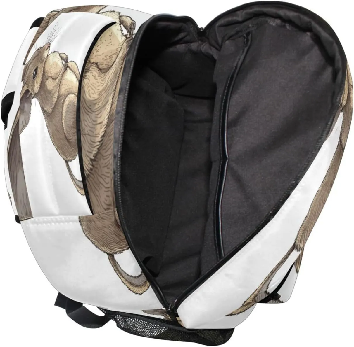Fun Backpack for Teenager Waterproof Backpack with Chest Strap Gift Men & Women Cartoon Macropodidae White
