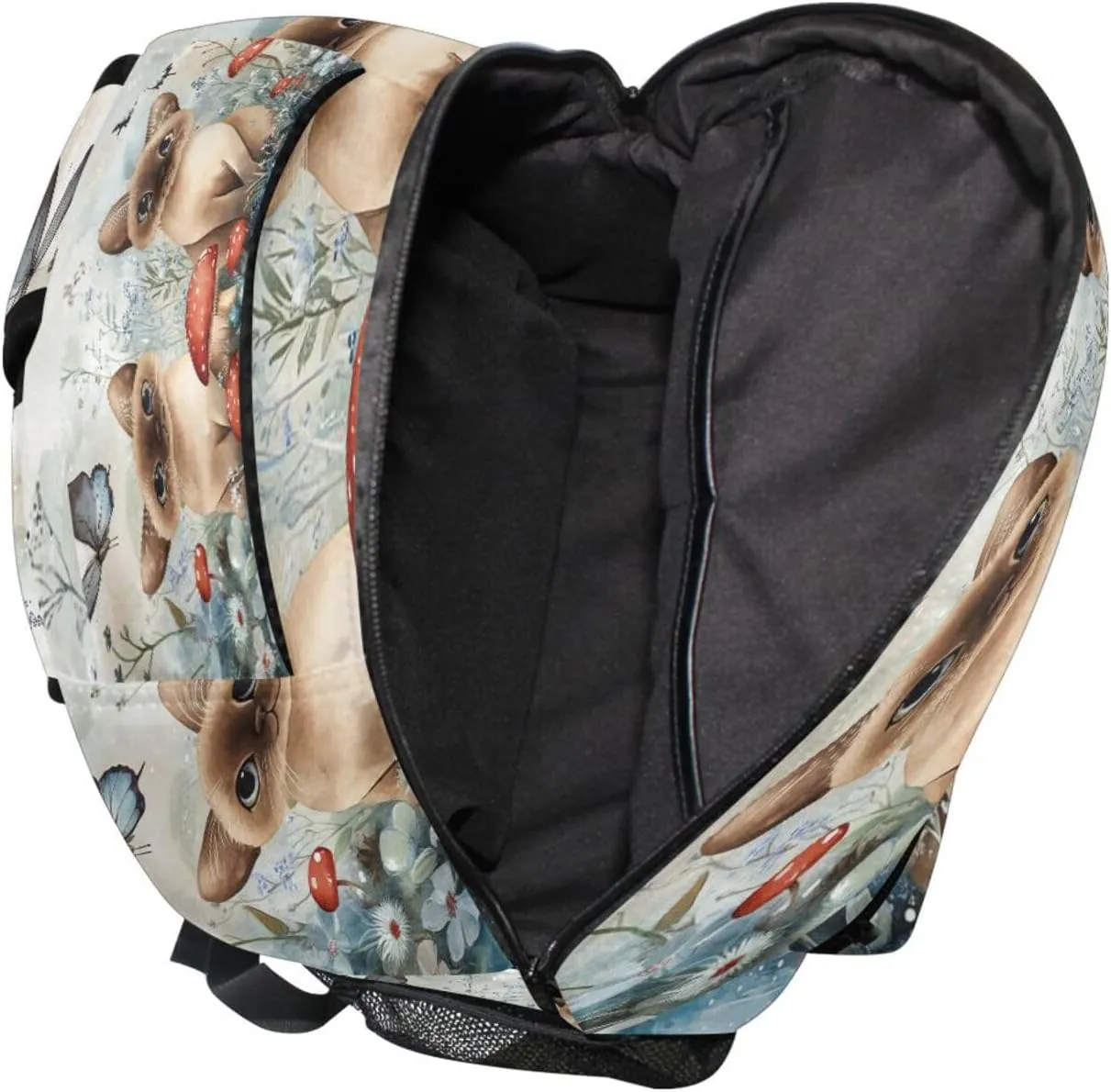 Fun Backpack for Teens Boys Girls Fashion Diaper Bag Backpack with Chest Strap for Travel Trip Cartoon Tonkinese Cats A River