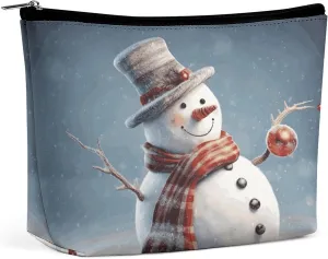 Funny Christmas Snowman Travel Makeup Bag Large Toiletry Bag for Women Waterproof Cosmetic Bags for Purse Portable Makeup Organizer Bags Cute Zipper Pouch Cosmetic Pouch Funny Travel Makeupbag