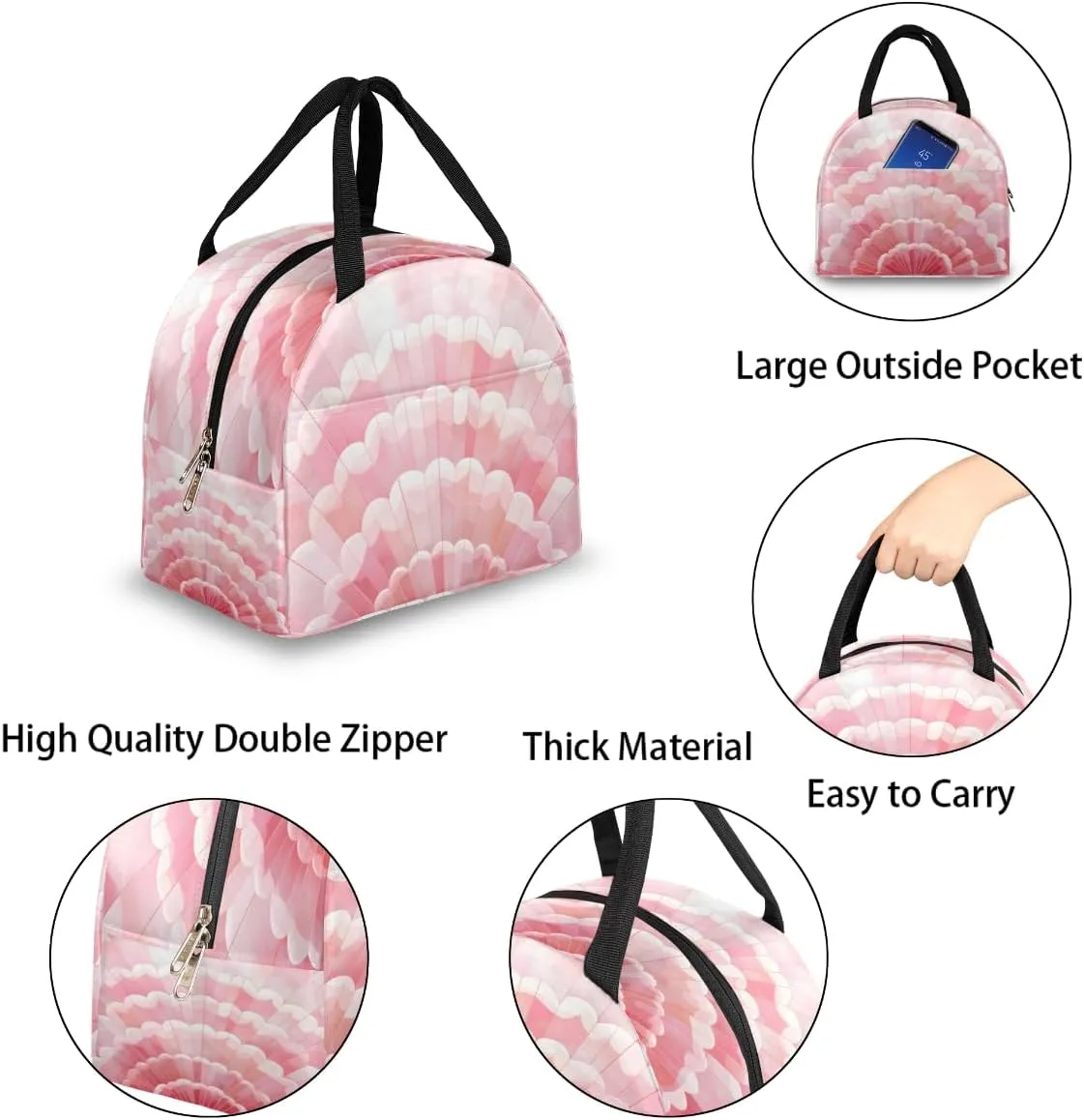 Funny Romance Texture Lunch Tote Bag Reusable Insulated Bags Waterproof Adult Portable Meal Cooler Pack for Women Men Picnic Office Work Travel