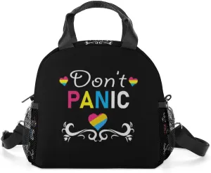 FunnyStar Don't Panic Pansexual LGBT Pride Lunch Bag Insulated Meal Box Cooler Tote With Adjustable Shoulder Strap & Side Mesh Pocket