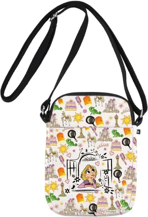 G2TUP Princess Crossbody Bag Long Hair Princess Gifts Fairy Tale Princess Crossbody Purse Sunflower Magic Shoulder Bag