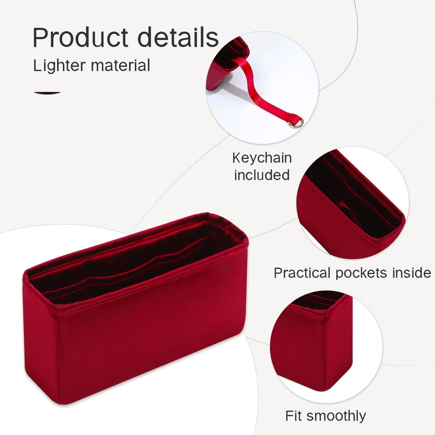 Gabrielle Bag Inert, Purse Organizer Insert Compatible with Chanel Gabrielle Bag Small, Silk Bag Organizer Insert, Lightweight and Silky, Multiple Color Options (Small, Rouge Garance)
