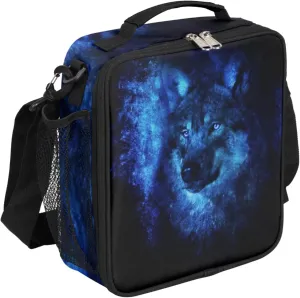 Galaxy Wolf Lunch Box for Kids Boys, Insulated Lunch Bag Reusable Thermal Lunchbox Cooler Tote Handbag with Removable Adjustable Shoulder Strap for Adults Women Men Picnic Work School