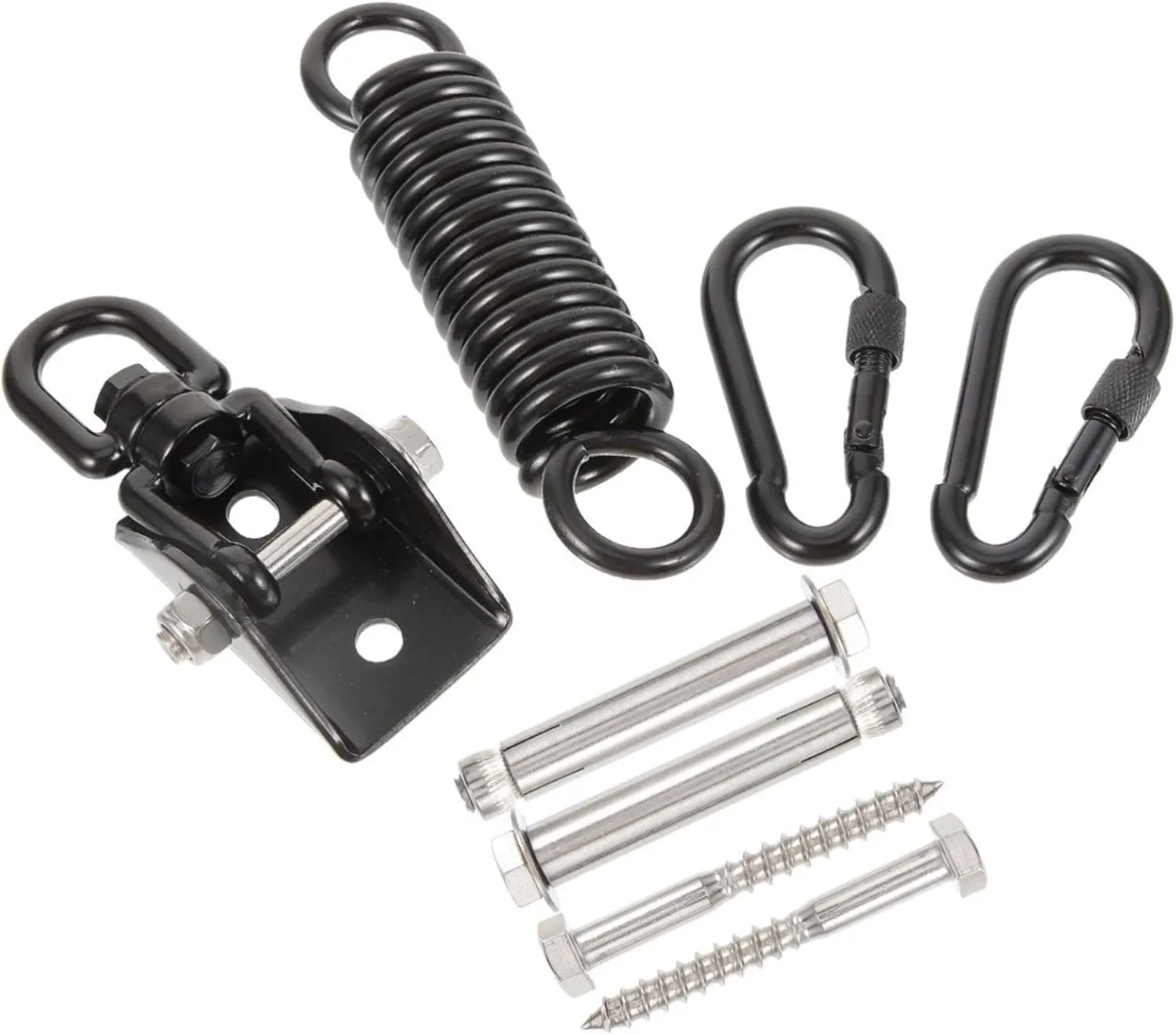 GANAZONO 1 Set Sandbag Hook Porch Swing Springs Heavy Duty Swivel Punching Bag Standing Hanging Swing Chair Heavy Bag Mount Rope Ceiling Bracket Hammock Hooks Duffle Stainless Steel Black