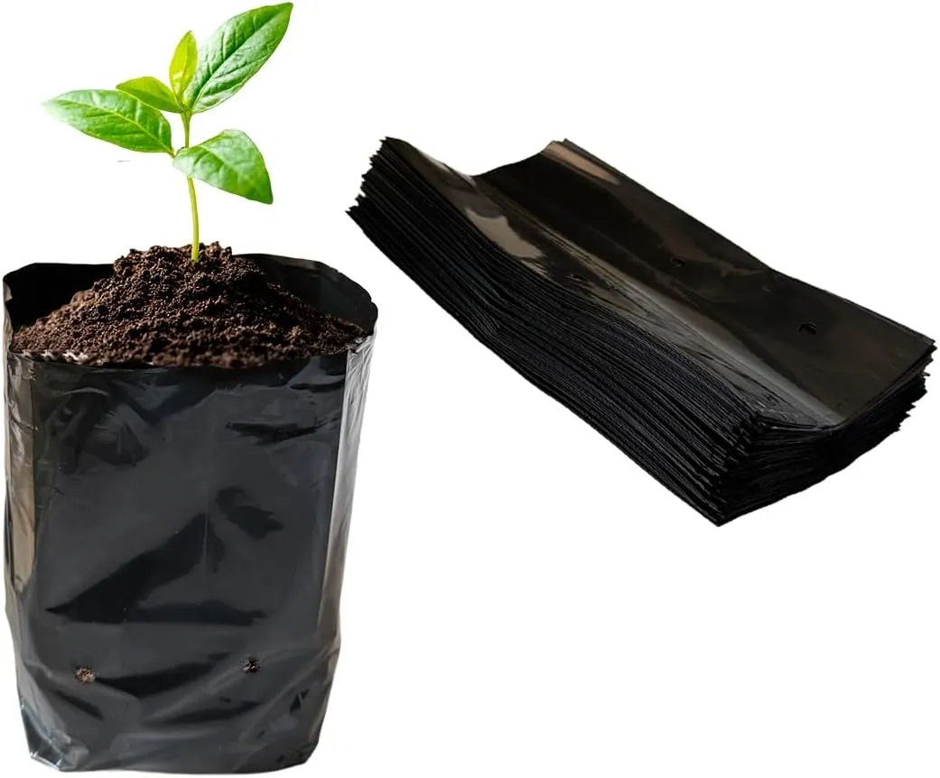 gardtree 8” x 10” 100PCS Thicken Plastic Plant Nursery Bags Nursery Grow Bags for Fruit Trees,PE Seedling Pots Seed Starter Pouch Ideal for Flower, Starting Saplings, Plant Grow Container