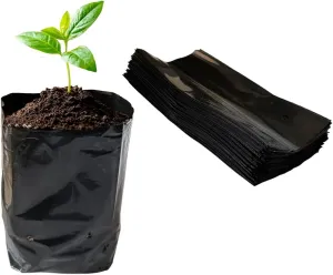 gardtree 8” x 10” 100PCS Thicken Plastic Plant Nursery Bags Nursery Grow Bags for Fruit Trees,PE Seedling Pots Seed Starter Pouch Ideal for Flower, Starting Saplings, Plant Grow Container
