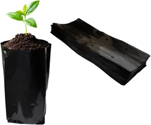gardtree 8” x 12” 100PCS Thicken Plastic Plant Nursery Bags Nursery Grow Bags for Fruit Trees,PE Seedling Pots Seed Starter Pouch Ideal for Flower, Starting Saplings, Plant Grow Container