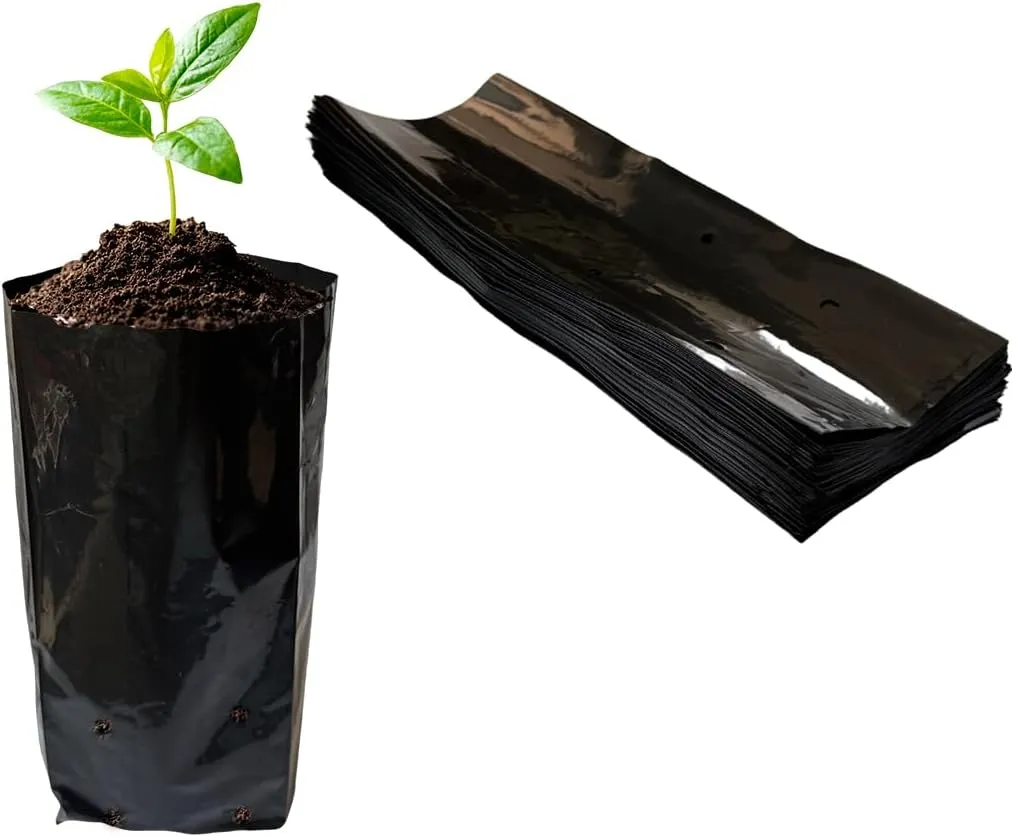 gardtree 8” x 14” 100PCS Thicken Plastic Plant Nursery Bags Nursery Grow Bags for Fruit Trees,PE Seedling Pots Seed Starter Pouch Ideal for Flower, Starting Saplings, Plant Grow Container