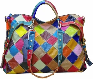 Genuine Leather Handbags Purse Large Capacity Shoulder Hobo Purse Women Multicolor Tote Bag