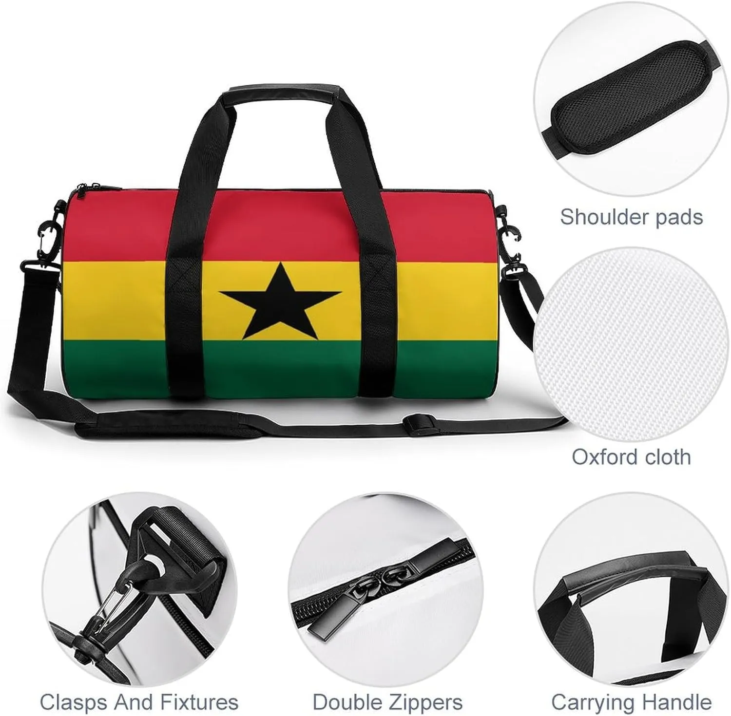 Ghana Flag Gym Bag for Men Women with Wet Pocket Travel Duffel Sports Overnight Weekender