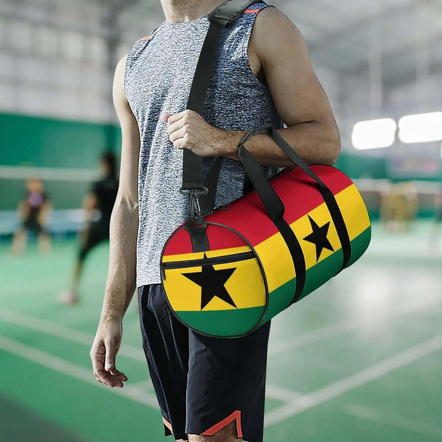 Ghana Flag Gym Bag for Men Women with Wet Pocket Travel Duffel Sports Overnight Weekender