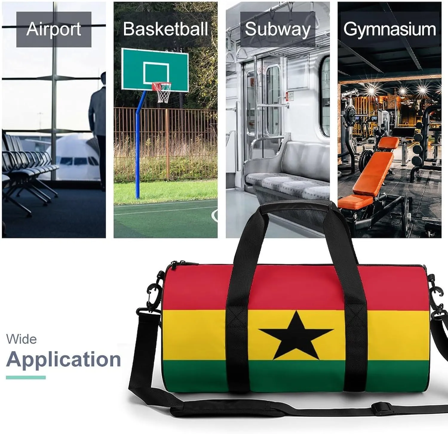 Ghana Flag Gym Bag for Men Women with Wet Pocket Travel Duffel Sports Overnight Weekender