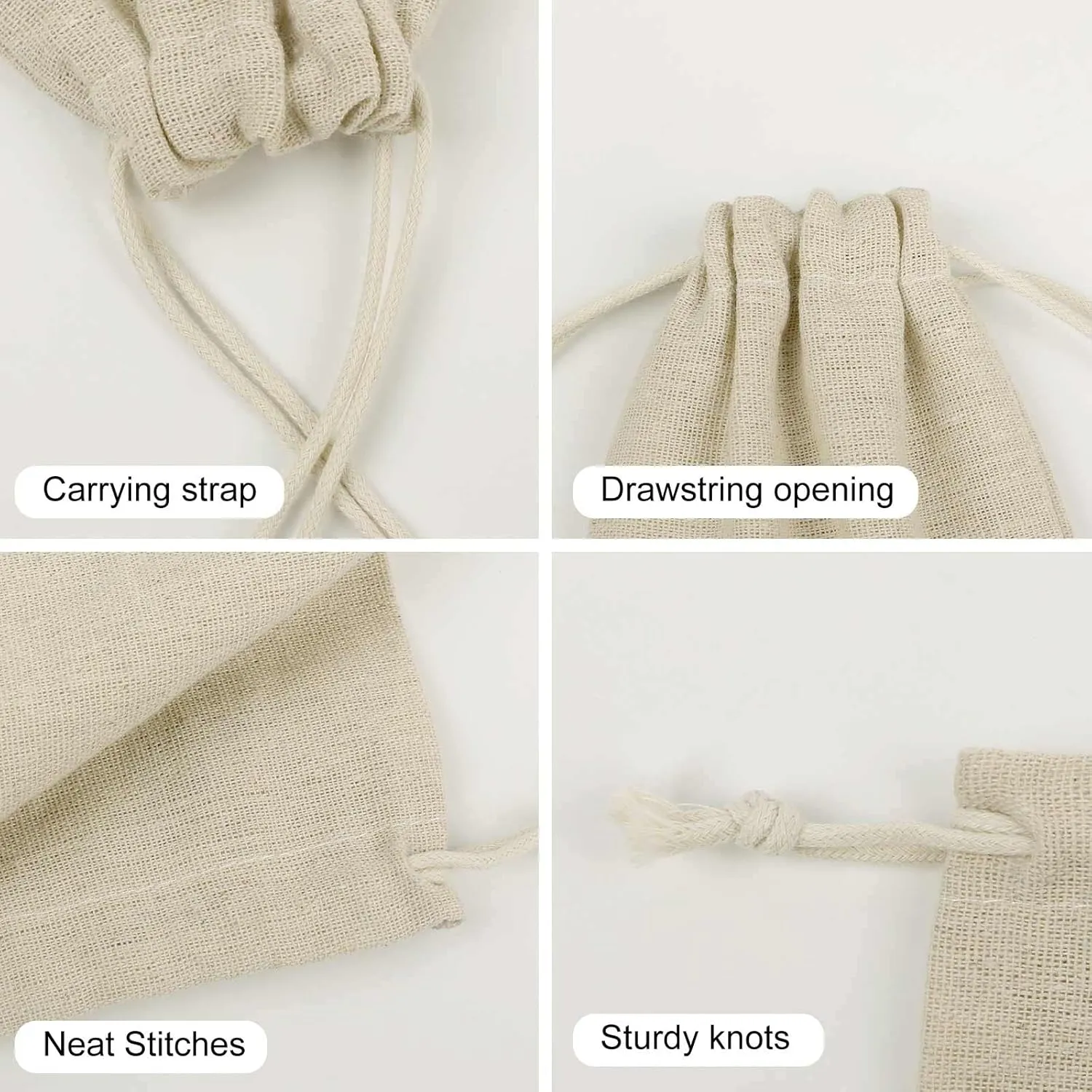 GHBNK Cartoon Birds And Bees Burlap Bags 8PC Drawstring Bags Small Burlap Gift Pouches for Jewelry,Travel Storage