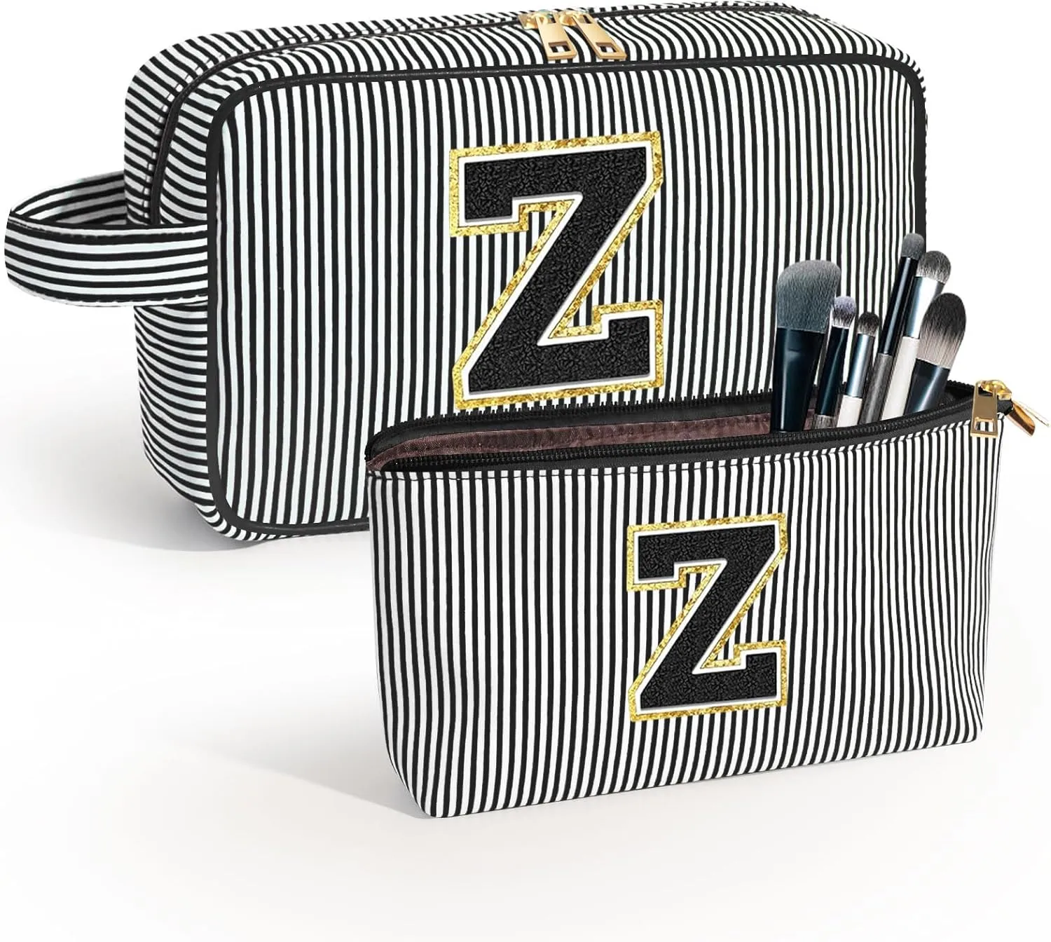 Gifts for Sister,Sisters Gifts from Sister,Initial Makeup Bag Personalized Gifts,Cute Makeup Bag for Women,Makeup Bag with Zipper Makeup Brush Bag Travel Toiletry Bag Black Z