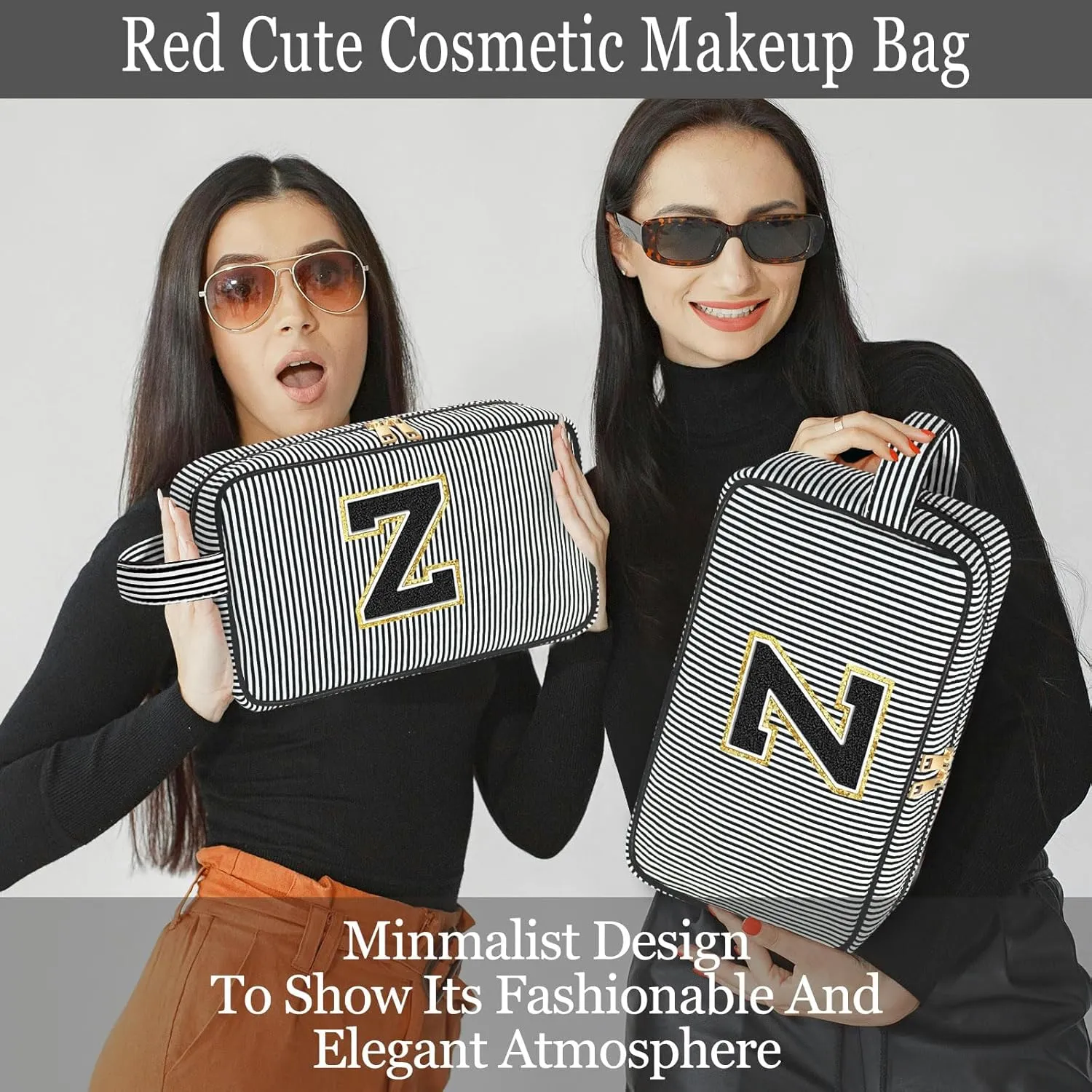 Gifts for Sister,Sisters Gifts from Sister,Initial Makeup Bag Personalized Gifts,Cute Makeup Bag for Women,Makeup Bag with Zipper Makeup Brush Bag Travel Toiletry Bag Black Z