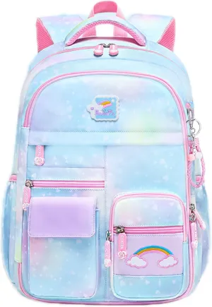 Girls Backpack, School Backpacks 16 * 11.5 * 6.7in for Girls, Cute Book Bag with Compartments for Girl Kid Students Elementary School, Blue