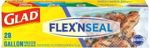 Glad Flex'N Seal Freezer Storage Plastic Bags, Gallon, 28 Count (Package May Vary)