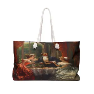Glamorous Allure: Weekender Canvas Tote Bag | Opulence and Grandeur Vintage Scene | Canvas Travel Overnight Beach Pool Shoulder Bag 24" × 13"