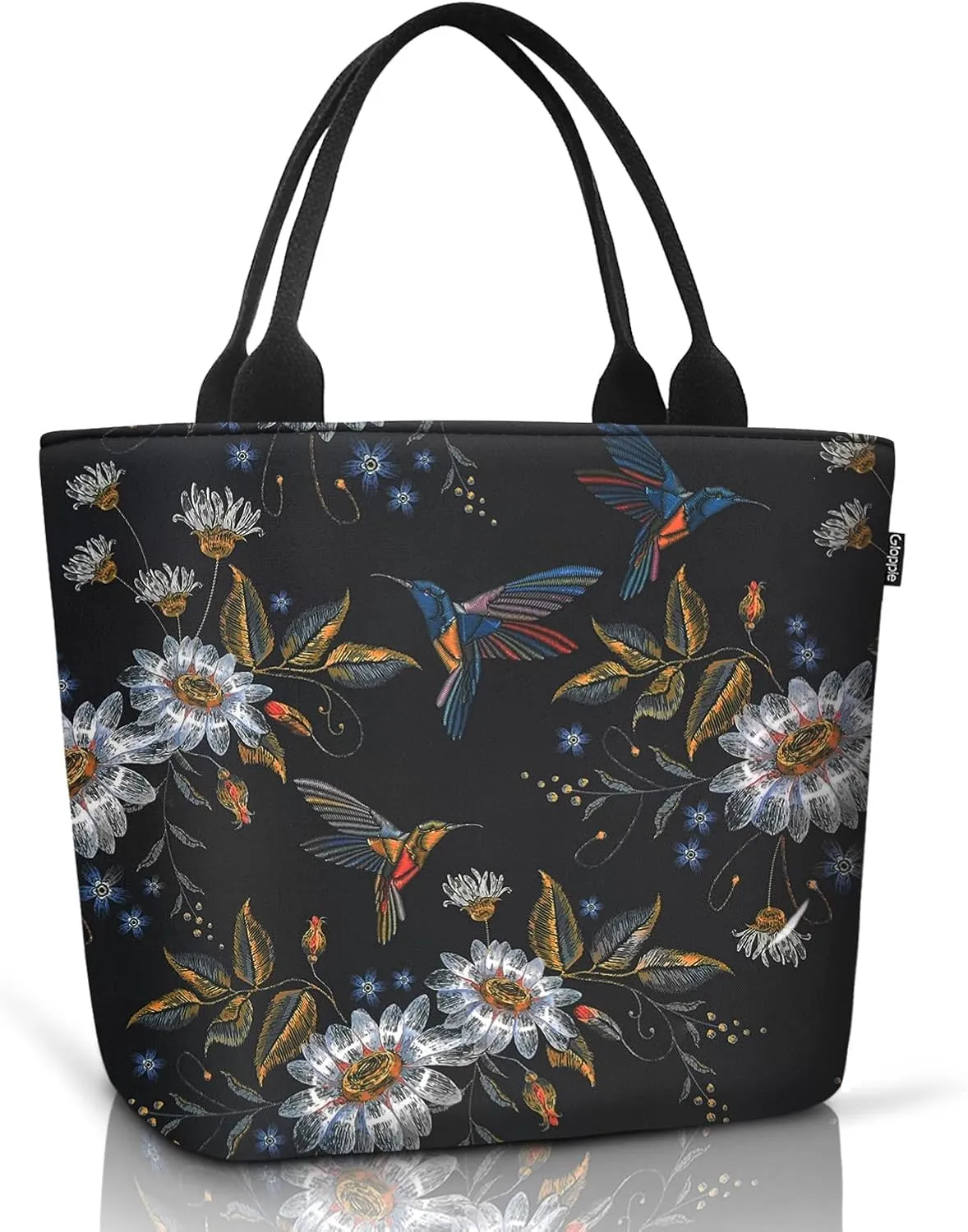 Gloppie Womens Lunch Bags for Work Leakproof Lunch Bag Women Insulated Lunch Tote Cooler Bag Loncheras para mujer Hummingbird Daisy 9L