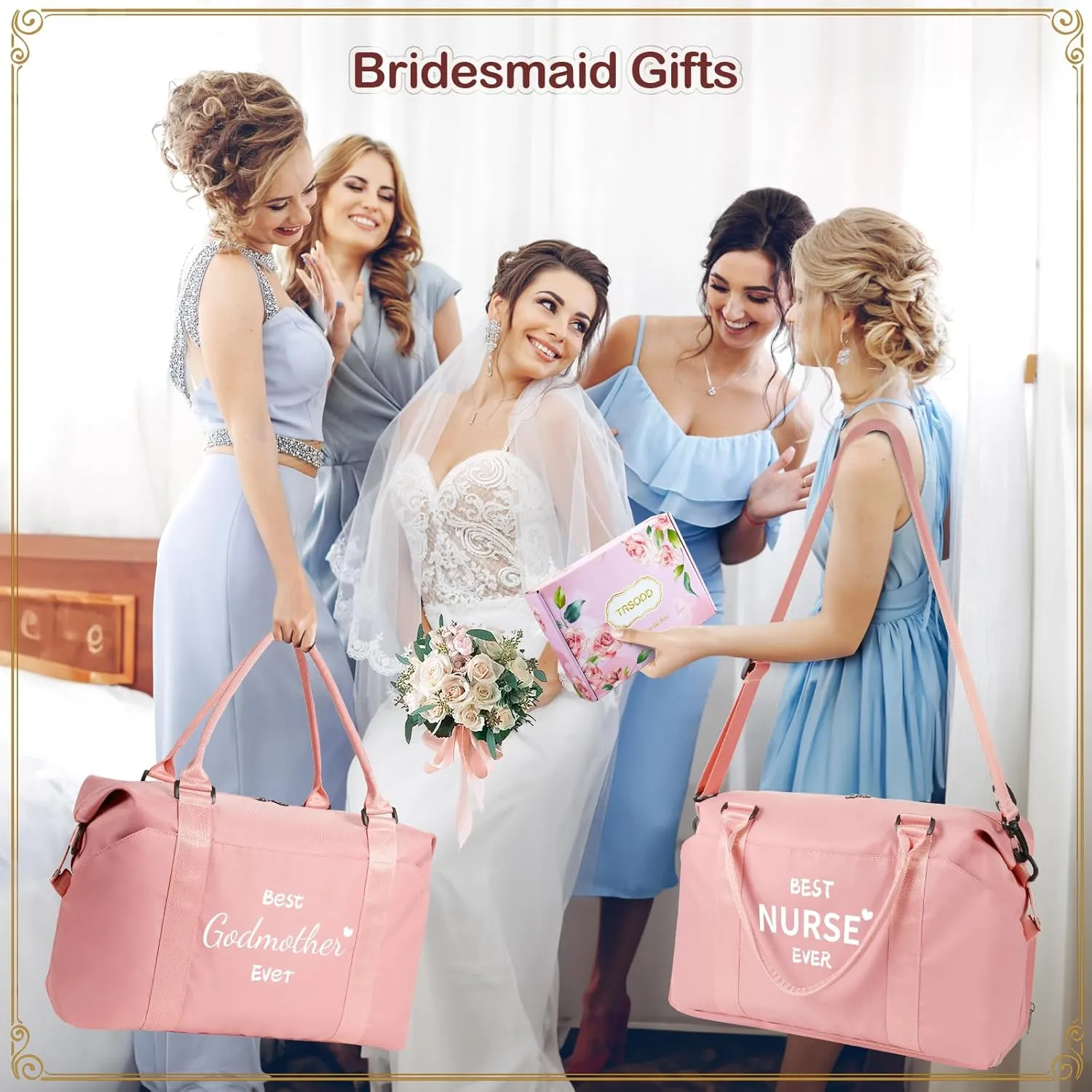 Godmother Mothers Day Gifts Pink Travel Duffle Bag Birthday Gifts for Women Best Godmother Ever Waterproof Weekender Bag
