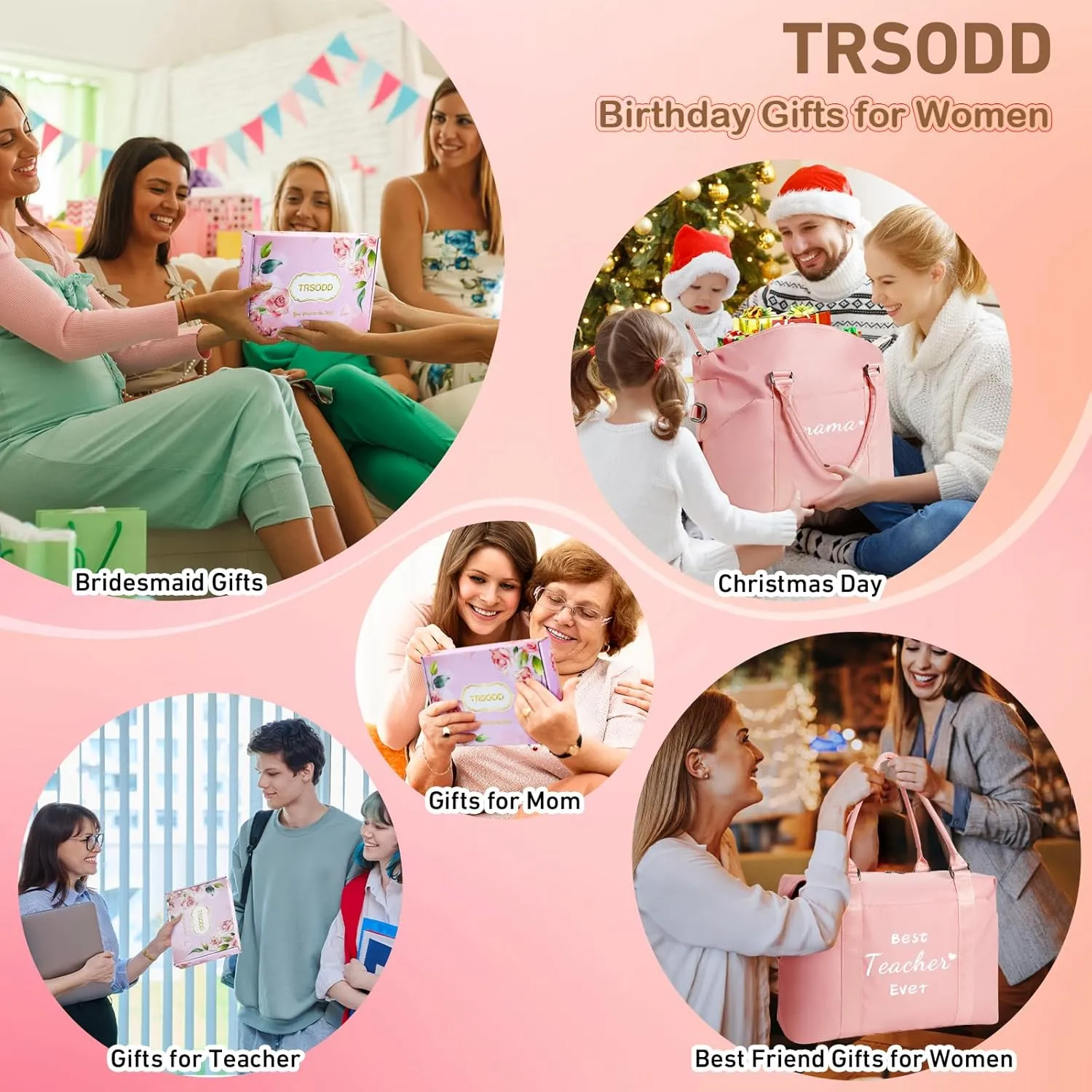 Godmother Mothers Day Gifts Pink Travel Duffle Bag Birthday Gifts for Women Best Godmother Ever Waterproof Weekender Bag