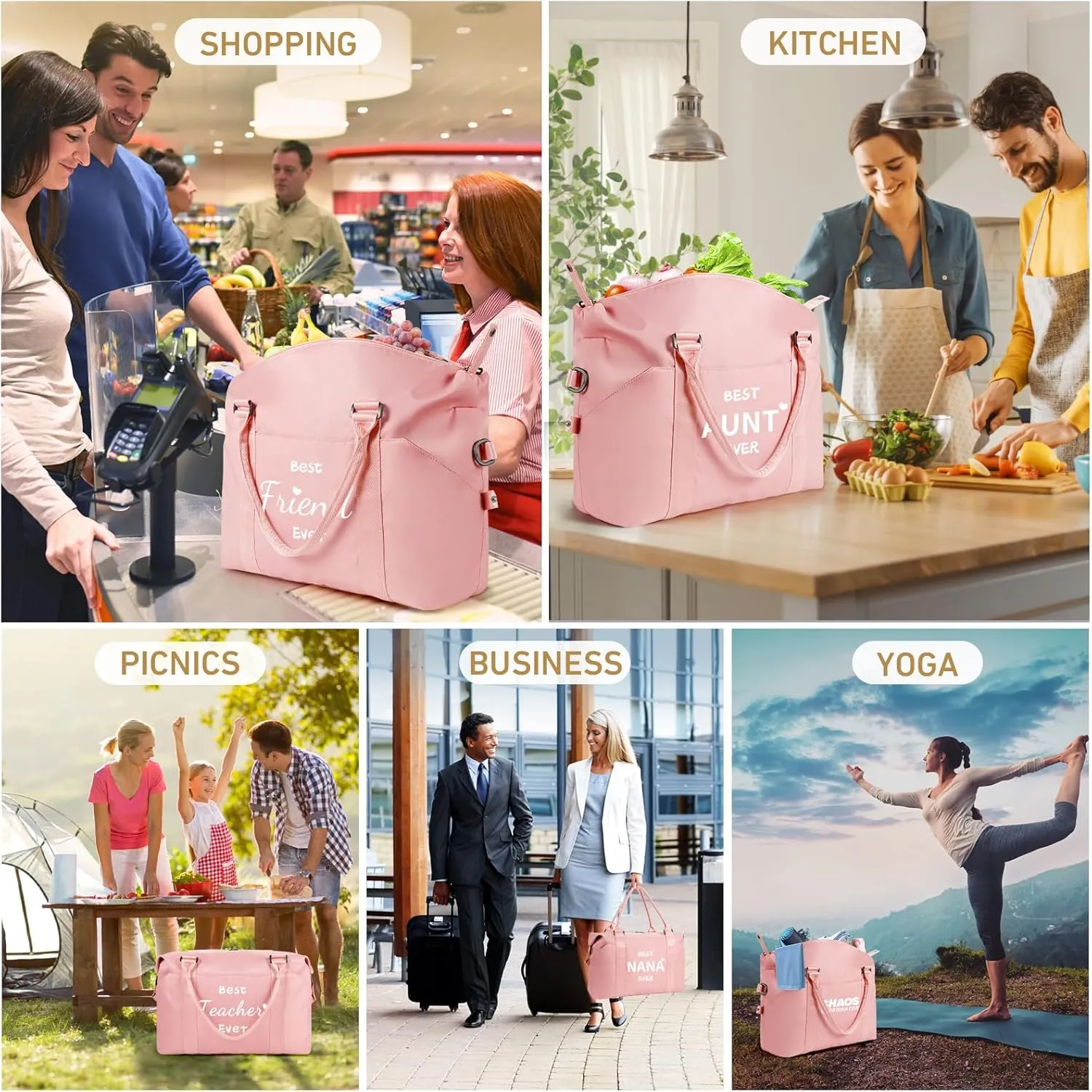 Godmother Mothers Day Gifts Pink Travel Duffle Bag Birthday Gifts for Women Best Godmother Ever Waterproof Weekender Bag