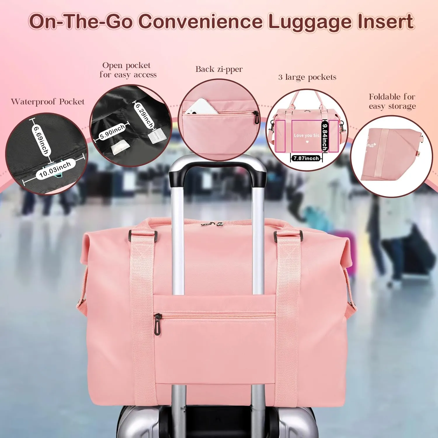 Godmother Mothers Day Gifts Pink Travel Duffle Bag Birthday Gifts for Women Best Godmother Ever Waterproof Weekender Bag