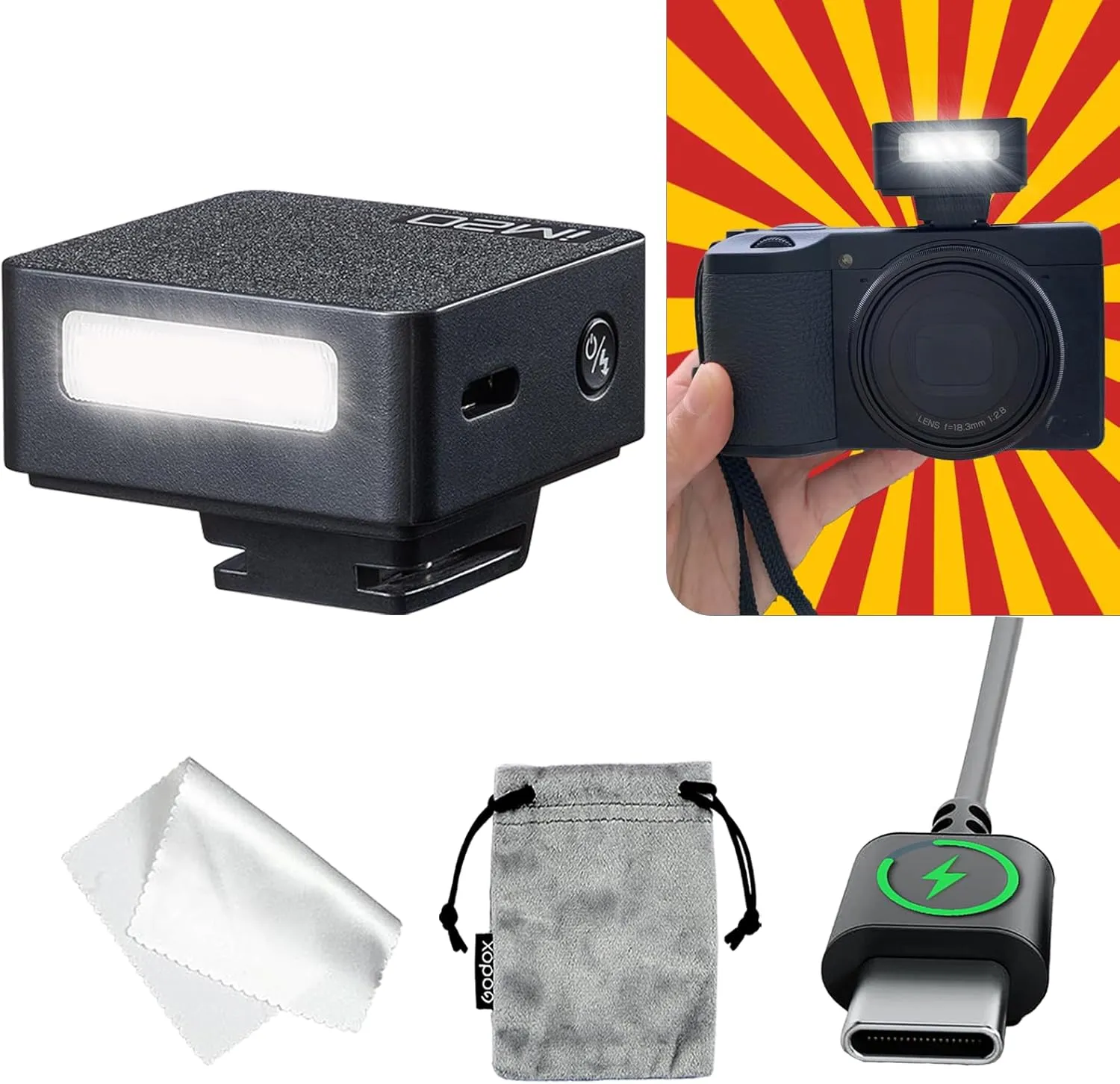 Godox iM20 Camera Flash - USB C Charging/5 Levels/470 mAh Built-in Battery/GN10/440 Full-Power Flashes/3s Recycle Times/Manual Godox Flash for Sony zv1/Sony zve10/etc. NOT for ZV-1F