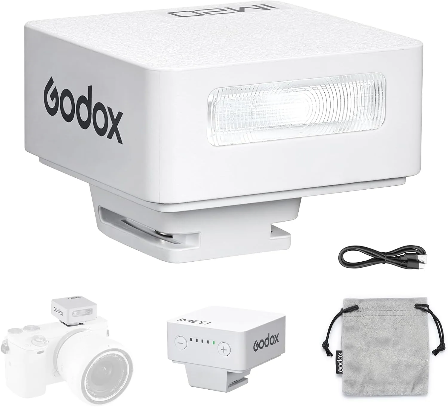Godox iM20 Mini Flash 5 Power Levels 440 Full-Power IM 20 Small Camera Flashes Speedlite for Canon/Fuji/Sony zve10/Sony zv1/Nikon/Panasonic Olympus Pentax/3S Recycle (Godox iM20 White)