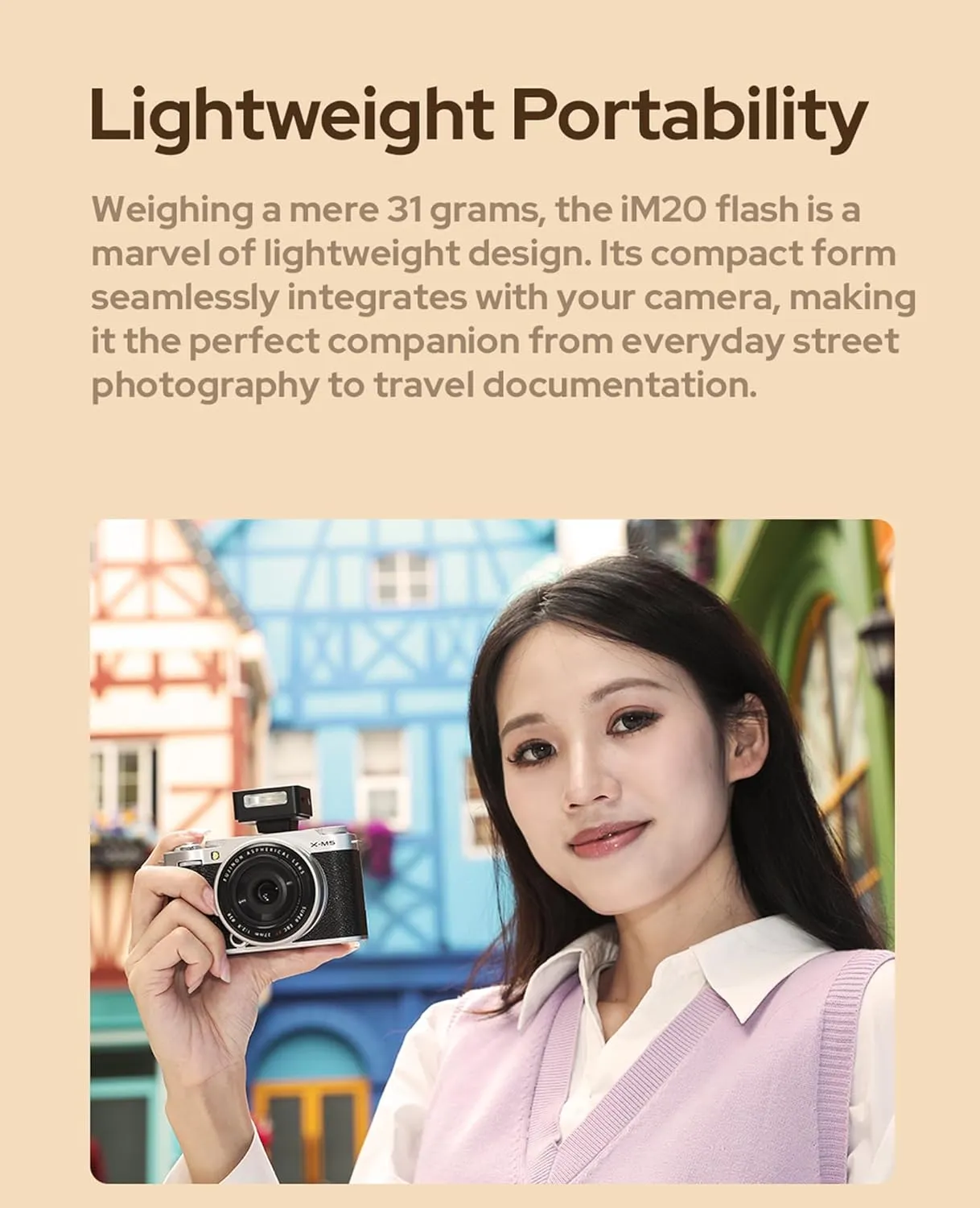 Godox iM22 Camera Flash, Mini Flash Speedlite,440 Full-Power Flashes,Single Contact Hotshoe,Built-in Lithium Battery for Fuji/Sony/Nikon/Canon/Olympus Camera (iM22)