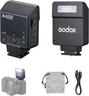 Godox IM22 Mini Camera Flash,3s Recycle Time,440 Full Power Flash Time Built in Lithium Battery for Fuji,for Canon,for Nikon,for Sony, for Olympus Camera(iM22)