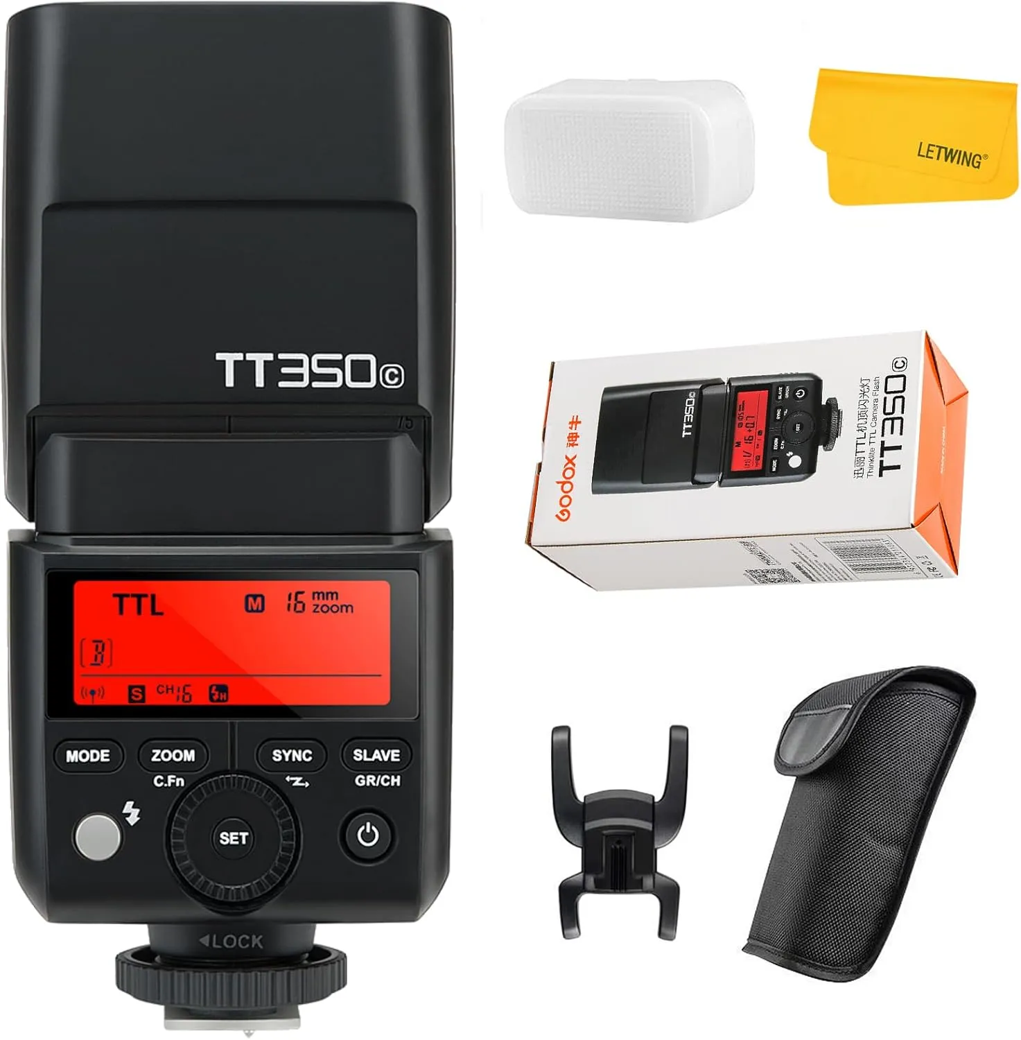 Godox TT350C Flash for Canon Camera, 2.4G Wireless Speedlight GN36 1/8000s HSS Speedlite, Mini Thinklite TTL Camera Flash Compatible for Canon Camera