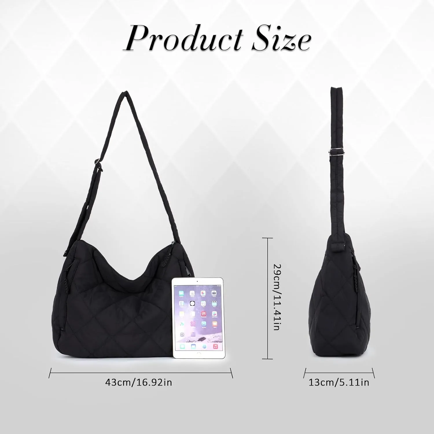 GOKTOW Quilted Puffer Tote Bag,Quilted Crossbody Bags for Women,Large Puffy Purse Hobo Bags with Adjustable Strap