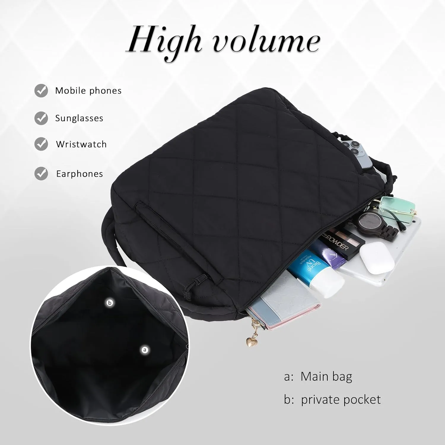 GOKTOW Quilted Puffer Tote Bag,Quilted Crossbody Bags for Women,Large Puffy Purse Hobo Bags with Adjustable Strap