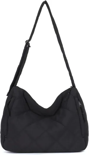 GOKTOW Quilted Puffer Tote Bag,Quilted Crossbody Bags for Women,Large Puffy Purse Hobo Bags with Adjustable Strap