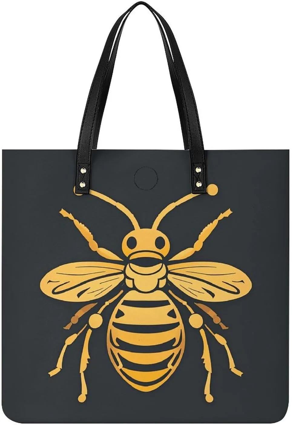 Golden Bee Insect Pattern Handbag Leather Tote Shoulder Bag Satchel Handbag with Top Handles Large Casual Handbags with Shoulder Work Bag for Women Travel Purse Dating Gift