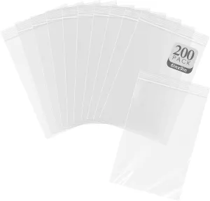 Golden State Art, 6" x 9" (200 Count) Clear Plastic Zip Poly Bags, 3 Mil Thick Small Reclosable Zipper Bags for A7 A8 A9 Cards & Envelopes, Bakery, Cookies, Candies
