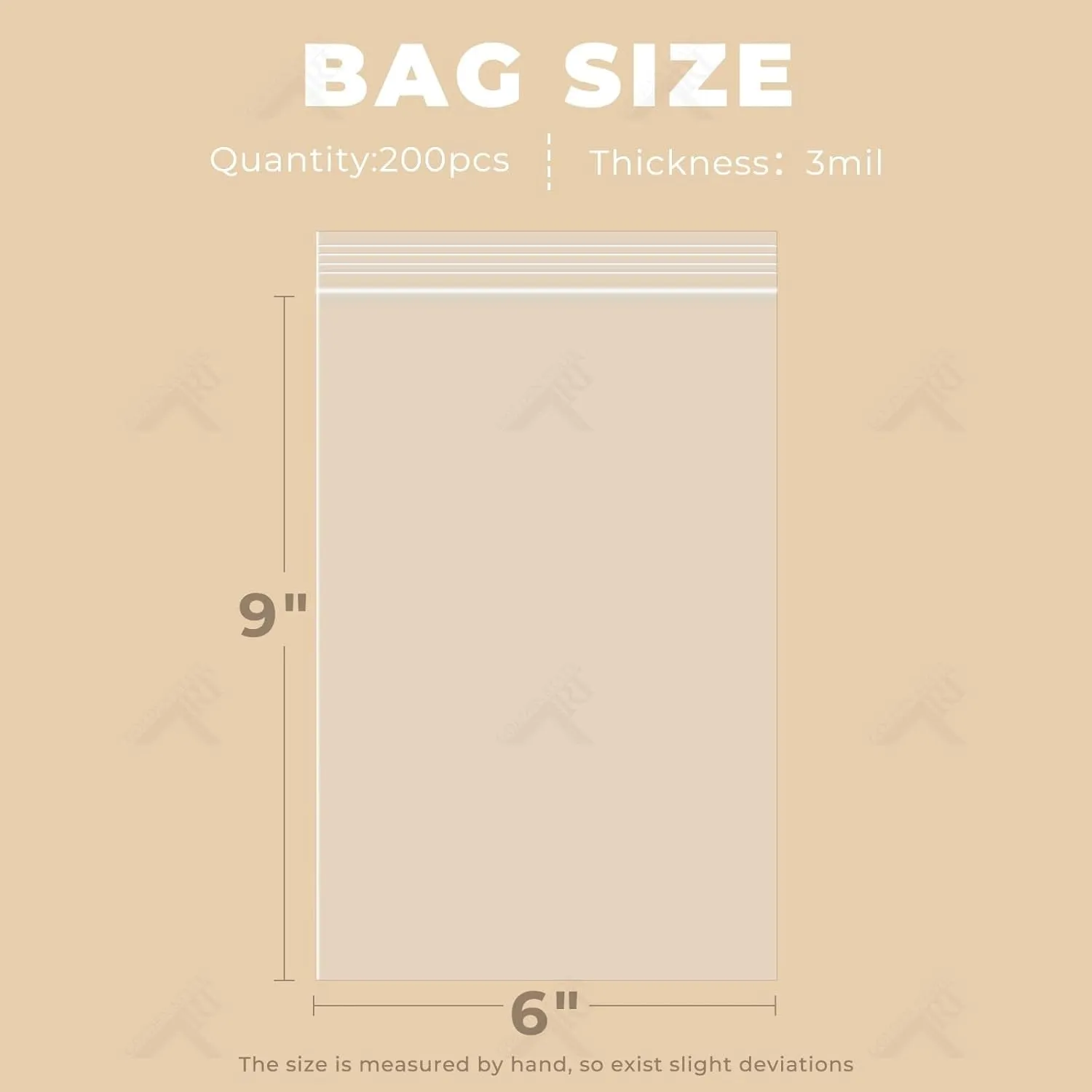 Golden State Art, 6" x 9" (200 Count) Clear Plastic Zip Poly Bags, 3 Mil Thick Small Reclosable Zipper Bags for A7 A8 A9 Cards & Envelopes, Bakery, Cookies, Candies