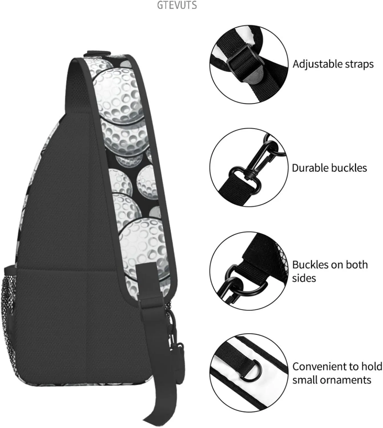Golf Sling Backpack Chest Bag Crossbody Shoulder Bag Gym Cycling Travel Hiking Daypack For Men Women
